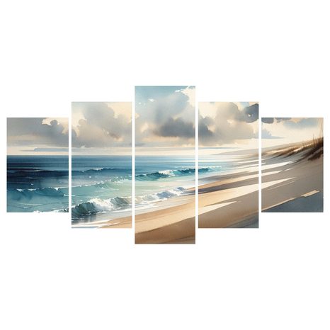 5-DÍLNÝ OBRAZ JEMNÉ VLNY U BŘEHU - OBRAZY MOŘE A PLÁŽ - OBRAZY