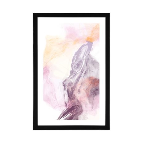 POSTER MIT PASSEPARTOUT PASTELLFARBENE SILHOUETTE DER FRAU - MOTIVE AUS UNSERER WERKSTATT - POSTER