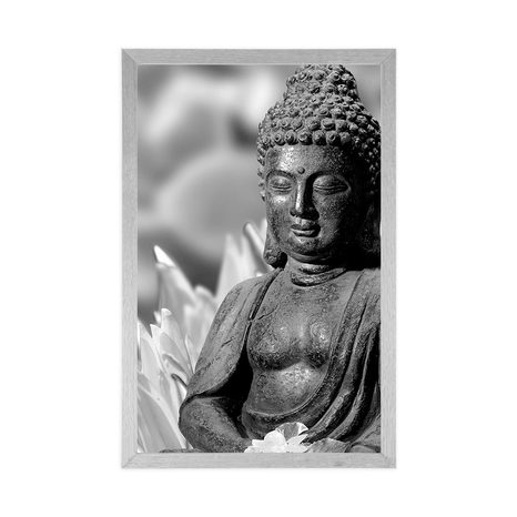 PLAKÁT KLIDNÝ BUDDHA V ČERNOBÍLÉM PROVEDENÍ - ČERNOBÍLÉ - PLAKÁTY