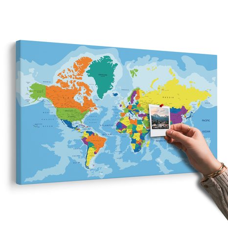 OBRAZ NA KORKU FAREBNÁ MAPA SVETA - OBRAZY NA KORKU - OBRAZY
