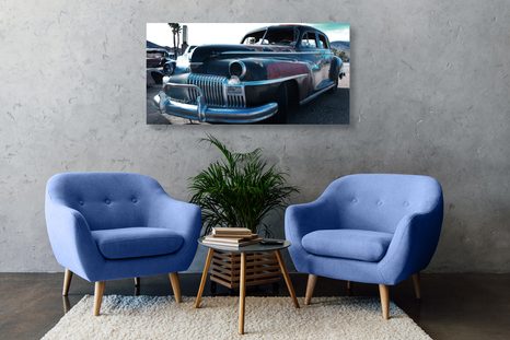 QUADRO SU TELA – AUTO NEL CIMITERO DI AUTO - QUADRI VINTAGE E RETRÒ - STAMPE E QUADRI