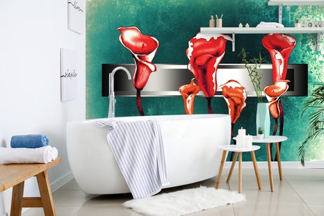 SAMOLEPÍCÍ TAPETA ABSTRAKTNÍ ČERVENÉ KALY - SAMOLEPÍCÍ TAPETY - TAPETY