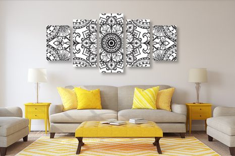 TABLOU 5-PIESE ORNAMENT ÎN ALB-NEGRU - TABLOURI ALB-NEGRU - TABLOURI