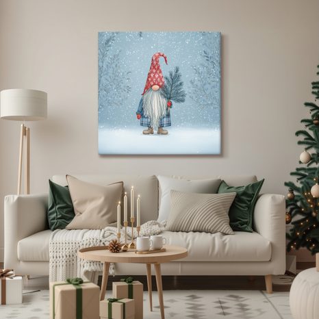 WEIHNACHTLICHES WANDBILD FESTLICHE ATMOSPHÄRE MIT EINEM WICHTEL - WEIHNACHTS- UND WINTERBILDER - BILDER