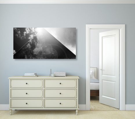 WANDBILD WOLKENKRATZER IN SCHWARZ-WEISS - SCHWARZ-WEISSE BILDER - BILDER