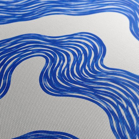 TABLEAU EN 5 PARTIES – LIGNES ONDULÉES BLEUES - IMAGES FORMES ABSTRAITES - TABLEAUX