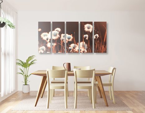 5-DÍLNÝ OBRAZ BAVLNĚNÁ TRÁVA - OBRAZY PŘÍRODY A KRAJINY - OBRAZY