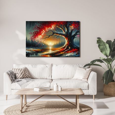 OBRAZ STROM ŽIVOTA PŘI ZÁPADU SLUNCE - OBRAZY STROMY ŽIVOTA - OBRAZY