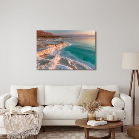 TABLEAU SUR TOILE – RIVAGE TURQUOISE DU LAC SALÉ - TABLEAUX DU LAC - TABLEAUX