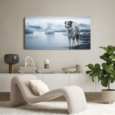 OBRAZ ZASNĚŽENÁ KRAJINA SE PSEM - OBRAZY PSI - OBRAZY