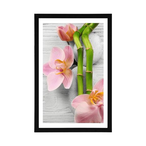 AFFICHE AVEC PASSE-PARTOUT – COMPOSITION ZEN DÉLICATE - FENG SHUI - AFFICHES