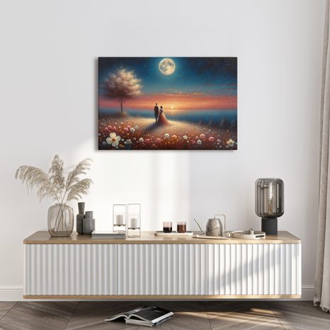 WANDBILD PAAR IM MONDLICHT - BILDER MIT LIEBESMOTIVEN - BILDER