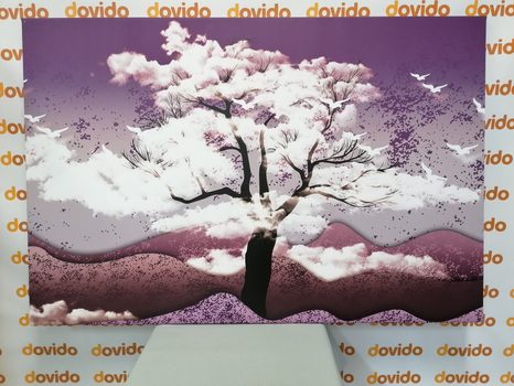 КАРТИНА НА ПЛАТНО – ДЪРВО ЗАЛЯТО С ОБЛАЦИ - КАРТИНИ НА ПРИРОДАТА И ПЕЙЗАЖИ - КАРТИНИ