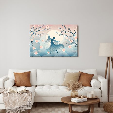 WANDBILD TÄNZERIN UNTER KIRSCHBAUM IM VOLLMOND - WANDBILDER FRAUEN - BILDER