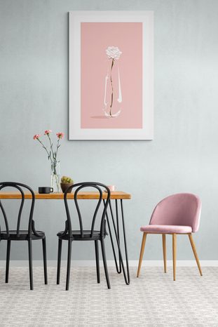 PLAKÁT S PASPARTOU MINIMALISTICKÝ KVĚT - VÁZY - PLAKÁTY