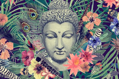 OBRAZ BUDHA NA EXOTICKÉM POZADÍ - OBRAZY FENG SHUI - OBRAZY