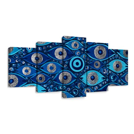 TABLEAU EN 5 PARTIES – YEUX BLEUS PROTECTEURS - TABLEAUX PAR THÈME - TABLEAUX