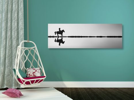 ΕΙΚΌΝΑ ΕΝΌΣ ΚΑΒΑΛΆΡΗ ΣΕ ΑΣΠΡΌΜΑΥΡΟ - ΠΊΝΑΚΕΣ ΑΣΠΡΌΜΑΥΡΕΣ - ΠΊΝΑΚΕΣ