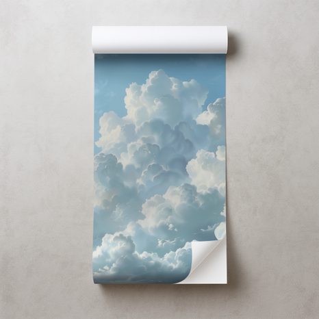 TAPET AUTOADEZIV NORI ALBI PUFOȘI PE CER ALBASTRU - TAPET NATURĂ - TAPETURI