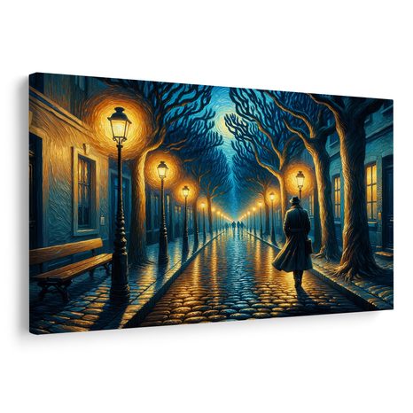 OBRAZ NOČNÍ ULICE S LAMPAMI - OBRAZY MĚSTA - OBRAZY