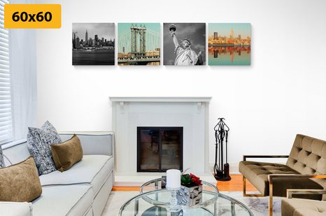 SET OBRAZŮ ZAJÍMAVÁ KOMBINACE MĚSTA NEW YORK - SESTAVY OBRAZŮ - OBRAZY