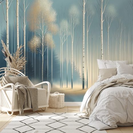 SAMOLEPÍCÍ TAPETA ZASNĚŽENÝ LES V MLZE - TAPETY LES - TAPETY