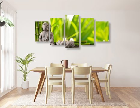 5-DIELNY OBRAZ HARMONICKÝ BUDHA - OBRAZY FENG SHUI - OBRAZY