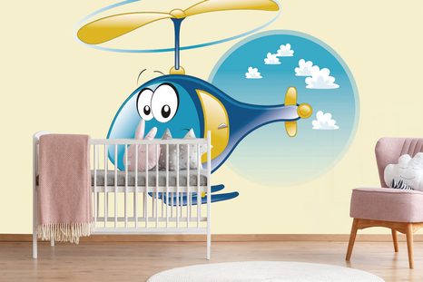 TAPETE HUBSCHRAUBER IN DEN WOLKEN - KINDERTAPETEN - TAPETEN