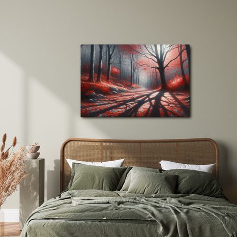 OBRAZ CESTA RUDÝM LESEM - OBRAZY LES - OBRAZY