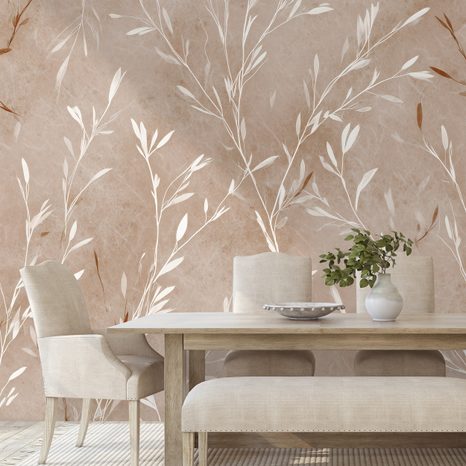 ZELFKLEVEND FOTOBEHANG FIJNE BEIGE TAKJES - FOTOBEHANG BLADEREN - FOTOBEHANG