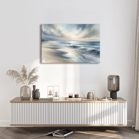 WANDBILD RUHIGES MEER BEI MORGENDÄMMERUNG - BILDER MEER UND STRAND - BILDER