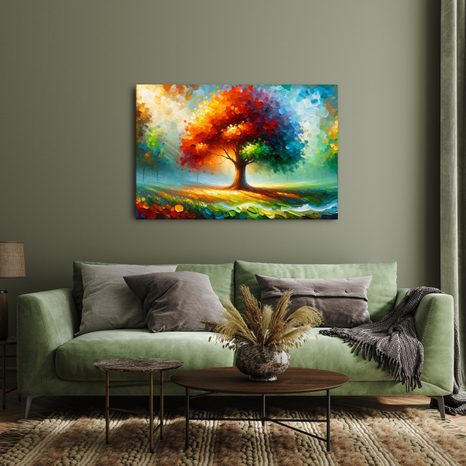 WANDBILD LEBENSBAUM IN REGENBOGENFARBEN - BILDER BÄUME DES LEBENS - BILDER