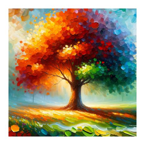 OBRAZ BAREVNÝ STROM ŽIVOTA NA LOUCE - OBRAZY STROMY ŽIVOTA - OBRAZY