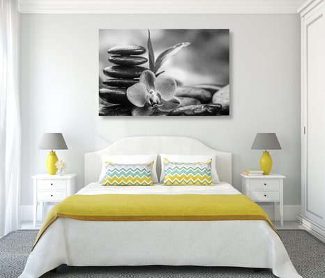 CANVAS PRINT MEDITATIVE ZEN COMPOSITION IN BLACK AND WHITE - BLACK AND WHITE PICTURES - PICTURES