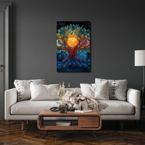 OBRAZ MYSTICKÝ STROM ŽIVOTA S MĚSÍCEM - OBRAZY STROMY ŽIVOTA - OBRAZY