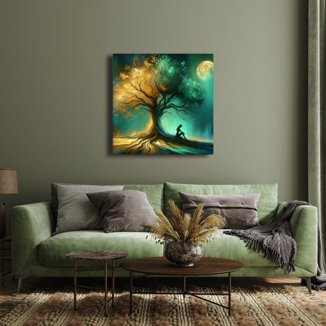 WANDBILD STILLE NACHT UNTER DEM BAUM DES LEBENS - BILDER BÄUME DES LEBENS - BILDER