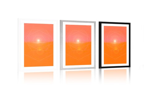 POSTER MIT PASSEPARTOUT SECHSECKIGE ABSTRAKTION - MOTIVE AUS UNSERER WERKSTATT - POSTER