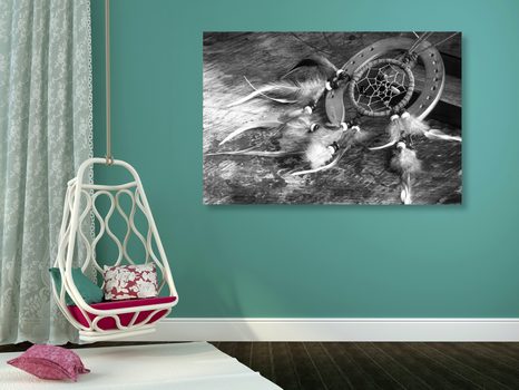 КАРТИНА НА ПЛАТНО – ЛОВЕЦ НА СЪНИЩА В ЧЕРНО-БЯЛ ВАРИАНТ - ЧЕРНО-БЕЛИ КАРТИНИ - КАРТИНИ