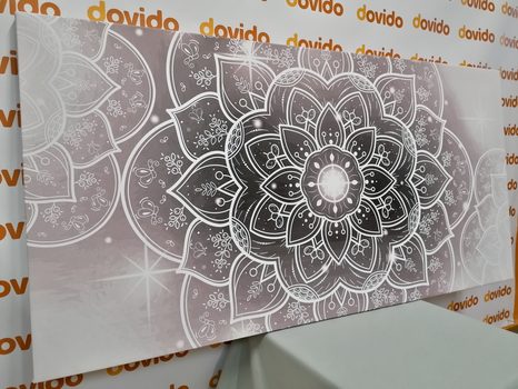 КАРТИНА НА ПЛАТНО – ОРИЕНТАЛСКА МАНДАЛА В ЧЕРНО-БЯЛ ВАРИАНТ - ЧЕРНО-БЕЛИ КАРТИНИ - КАРТИНИ