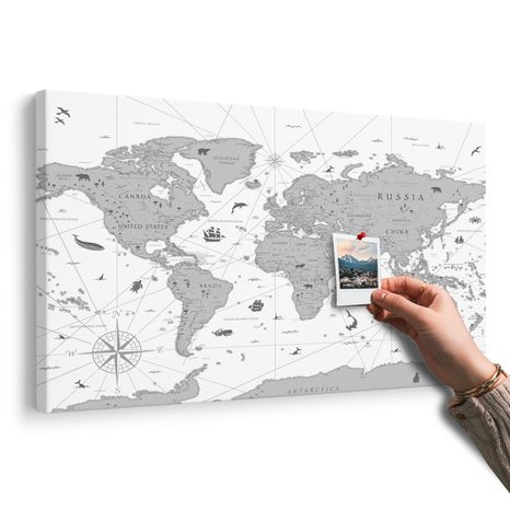 OBRAZ NA KORKU ČERNOBÍLÁ MAPA - OBRAZY NA KORKU - OBRAZY