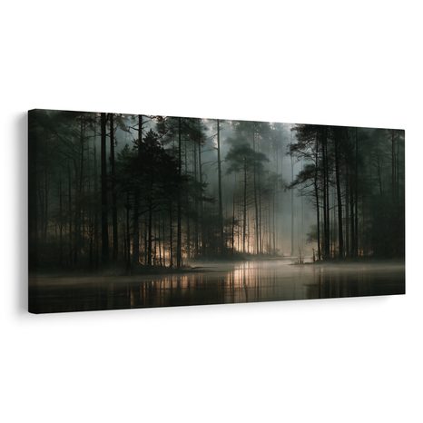 CANVASTAVLA MORGONDIMMA I SKOGEN - TAVLOR MED SKOG - TAVLOR