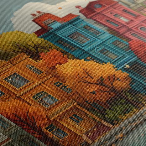 WANDBILD HERBSTLICHE BUNTE HAUSFASSADEN - BUNTE HÄUSER - BILDER