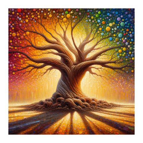 OBRAZ ZÁŘÍCÍ STROM ŽIVOTA S DUHOU - OBRAZY STROMY ŽIVOTA - OBRAZY