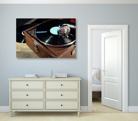 OBRAZ GRAMOFON S VINYLOVOU DESKOU - VINTAGE A RETRO OBRAZY - OBRAZY