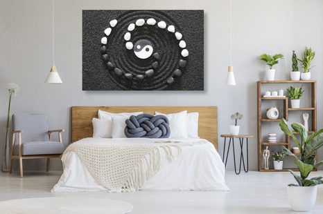 WANDBILD HARMONISCHES YIN UND YANG - SCHWARZ-WEISSE BILDER - BILDER