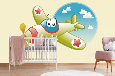 TAPETE FURCHTLOSES KLEINES FLUGZEUG - KINDERTAPETEN - TAPETEN