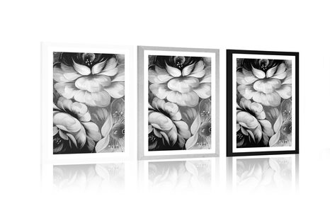POSTER – MONDO IMPRESSIONISTA DEI FIORI IN BIANCO E NERO - NERO E BIANCO - POSTER