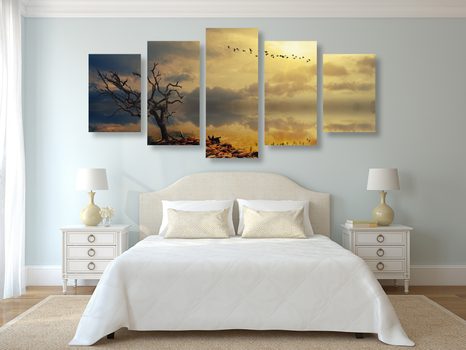 5-TEILIGES WANDBILD TROCKENER BAUM - BILDER VON NATUR UND LANDSCHAFT - BILDER