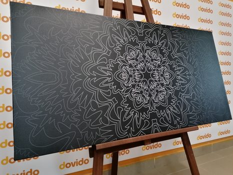 OBRAZ ORNAMENTÁLNÍ MANDALA V ČERNOBÍLÉM PROVEDENÍ - ČERNOBÍLÉ OBRAZY - OBRAZY