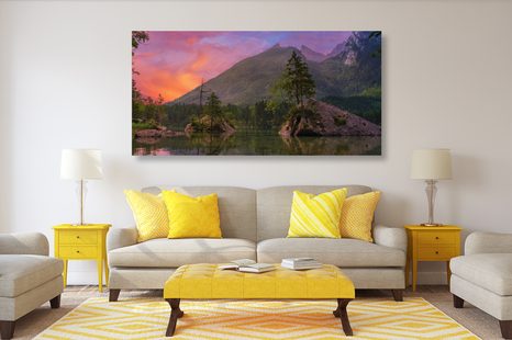 CANVAS PRINT SUNSET OVER A MOUNTAIN LANDSCAPE - PICTURES OF NATURE AND LANDSCAPE - PICTURES